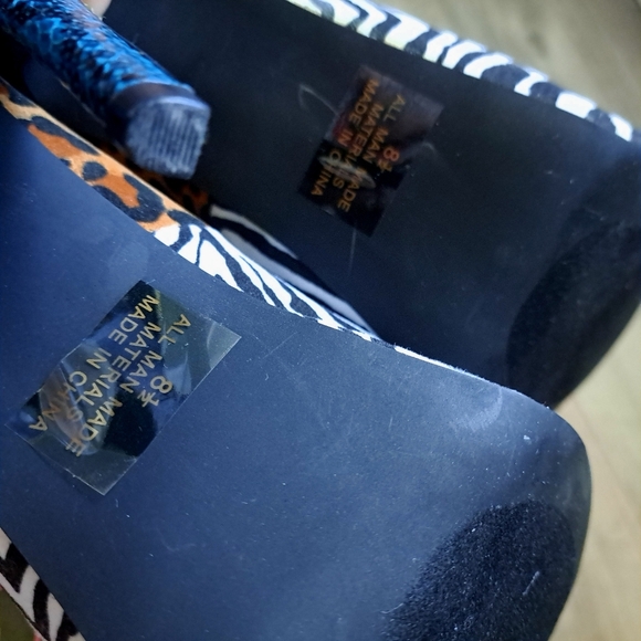 Qupid | teal / black snake fabric ~ animal print block color High heel - Picture 9 of 9